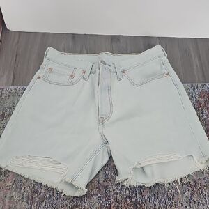 Levi's 501 Light Blue Denim Cutoff Shorts Mid Thigh